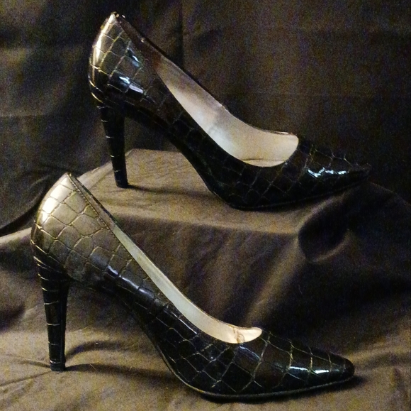 Bandolino patent leather croc print sz 8.5W - Picture 6 of 11